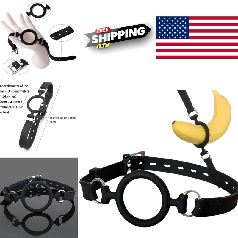 Open Mouth Gag Silicone O Ring Adjustable Bondage Fetish Sex Toy Black