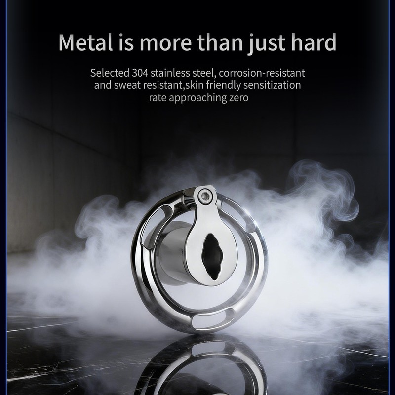 Male Metal Chastity Cage Lock Kit Curved Rings 2 Sizes Stainless Steel Device gallery