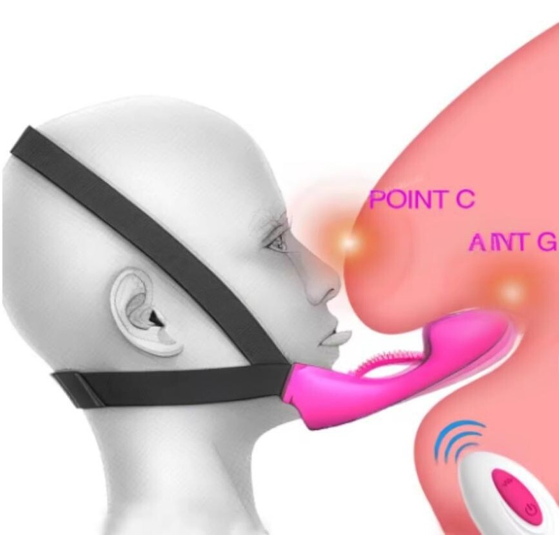 Strap-On Face Chin Harness Vibrator Dildo Head Oral Adult Couples Funny Sex Toys
