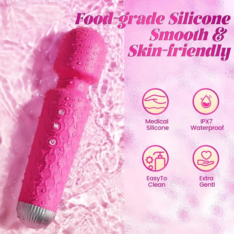 Discreet Pink Wand Massager for Women with 10 Vibration Modes and Waterproof gallery