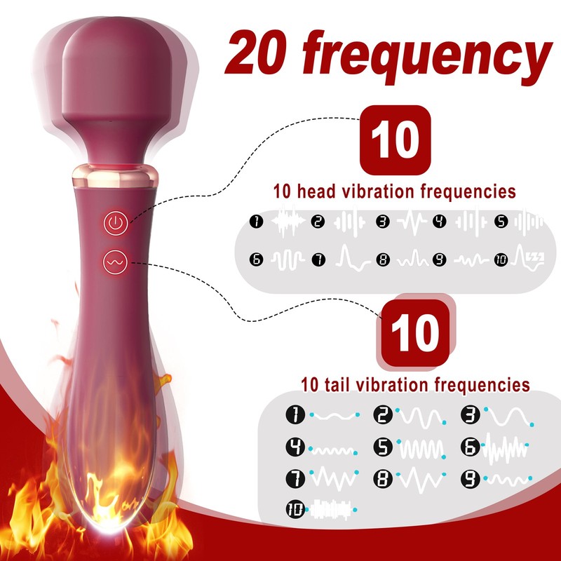 3-IN-1 Heating Double Heads Vibrator 20 Frequency Masturbation Sex Toys Massager gallery