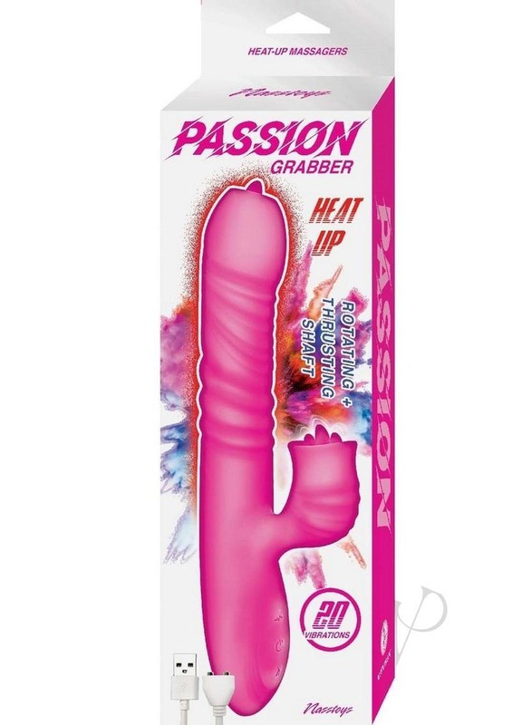 Passion Grabber Heat Up Rechargeable Silicone Rabbit Vibrator – Pink