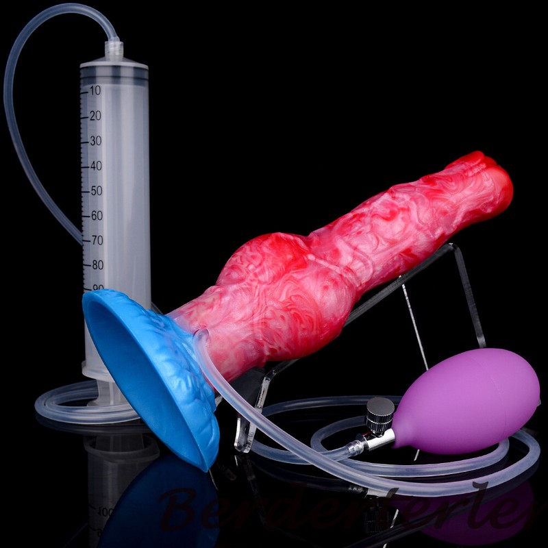Ejaculation Anal Plug Dildo Inflatable Big Knot Penis with Squirting Function gallery