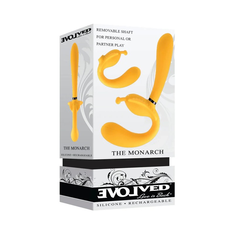 Evolved Novelties The Monarch Triple Shaft Strapless Strap-On Vibrator – Yellow