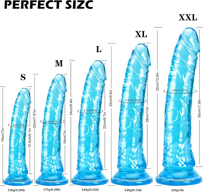 9.4 » Realistic Dildo Sex Toys with Suction Cup for Hands-Free Play, Blue Thick