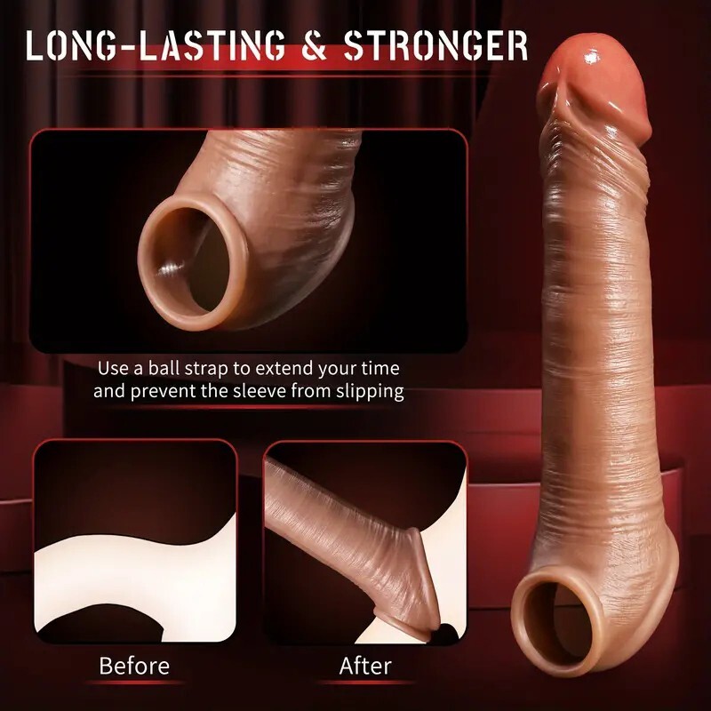 8"Realistic Extra Long Male Penis Extension Sleeve Extender Lifelike Cock Sheath gallery