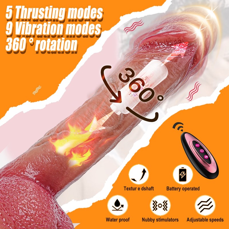 Vibrating Heated Thrusting Dildo Large Clit G-spot Anal Stimulator Sex Toy Women gallery