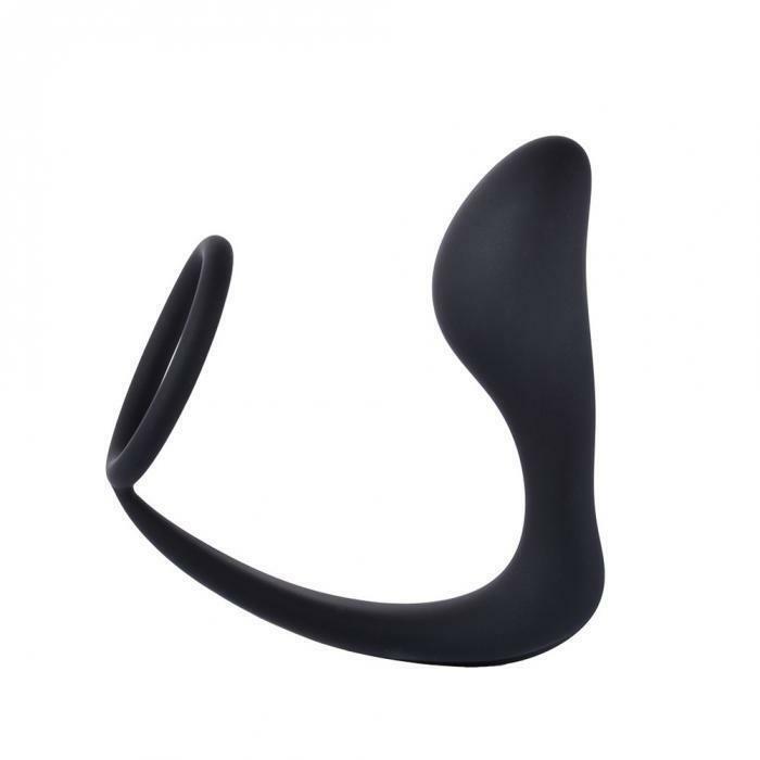 Waterproof-Butt-Plug-Cock-Ring-Ass-Gasm-Prostate-Massager-P-Spot-Silicone-Black gallery