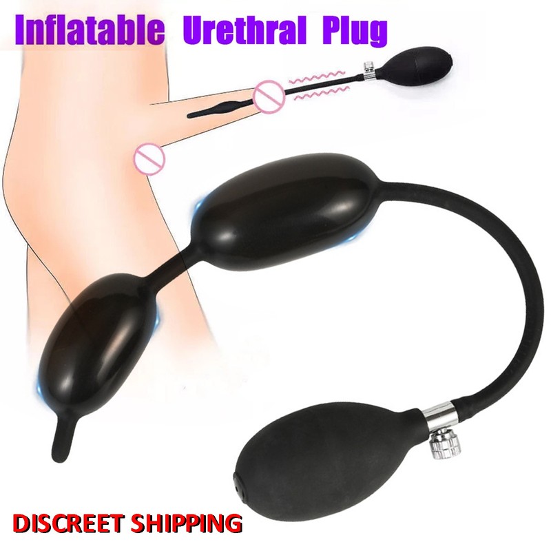 Male Silicone Inflatable Penis Plug Urethral Sounding Stretcher Tube Men Sex Toy
