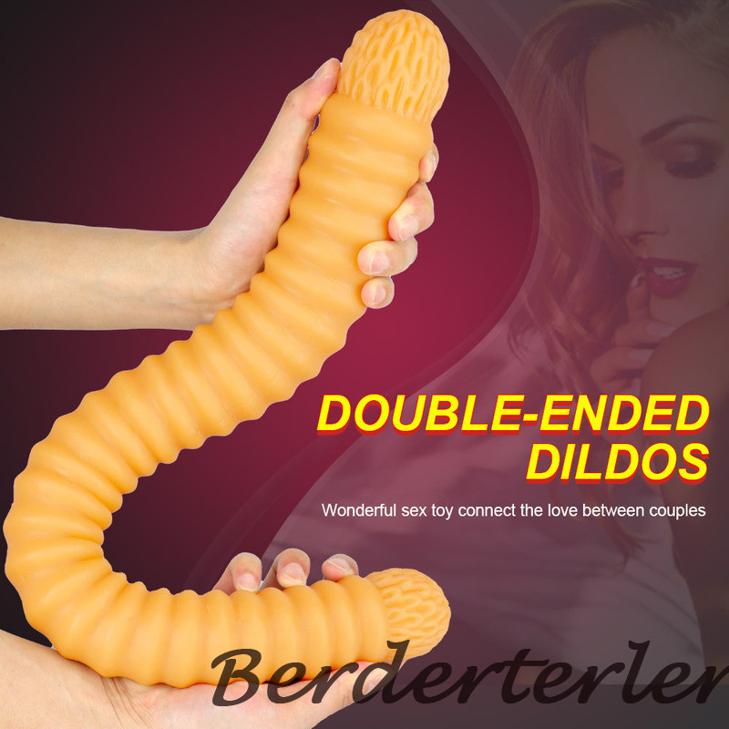 56cm Super Long Double Head Screw Thread Large Thick Anal Whip Lesbian Sex Toys gallery
