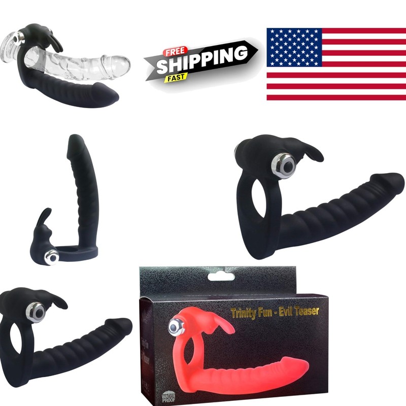 Vibrating Cock Rings Double Penetration Strap on for Men Silicone Anal Butt Plug