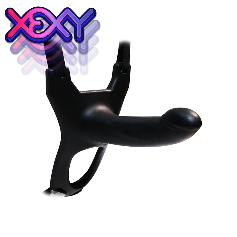 Hollow Strap-On Penis Extension Length Black Cock Belt Adult Sex Toy