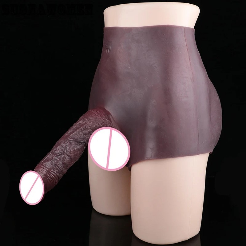 Silicone Dildo Pants High Waist Boxer Shorts With Realistic Penis Sleeve Sex Toy gallery