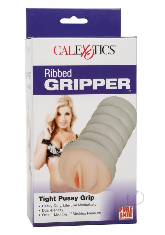 Ribbed Gripper Dual Density Textured Masturbator – Pussy – Vanilla