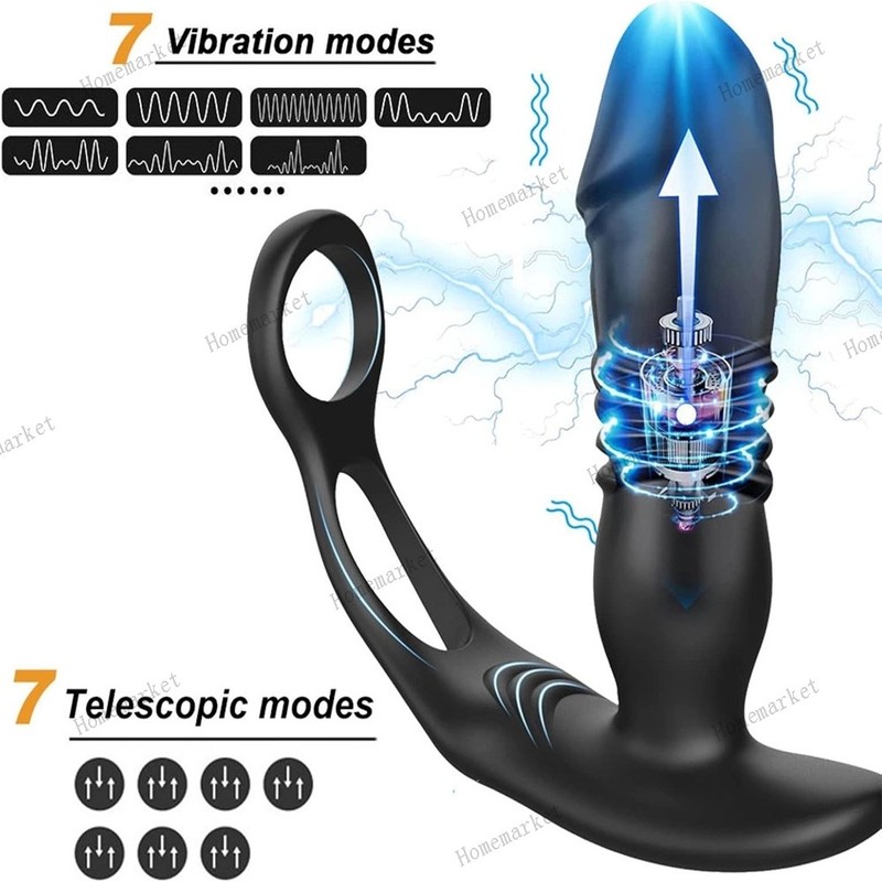Thrusting Anal Plug Dildo G-Spot Vibrator Male Prostate Massager Sex Toy for Men