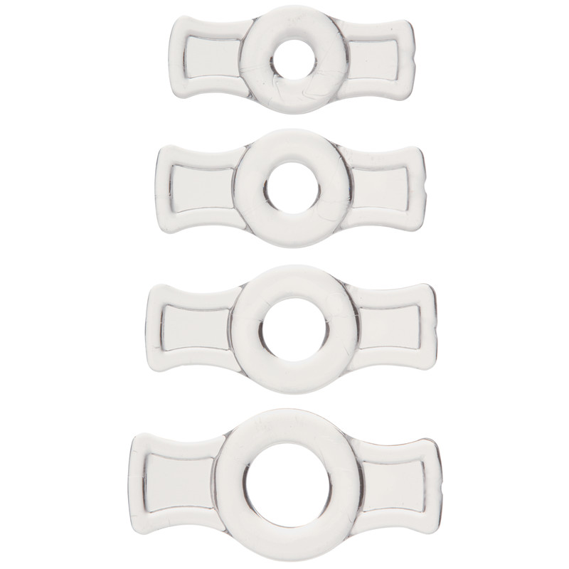 Titanmen Cock Ring 4 Pack Clear – Male Erection Enhancer Delay Sex Toy