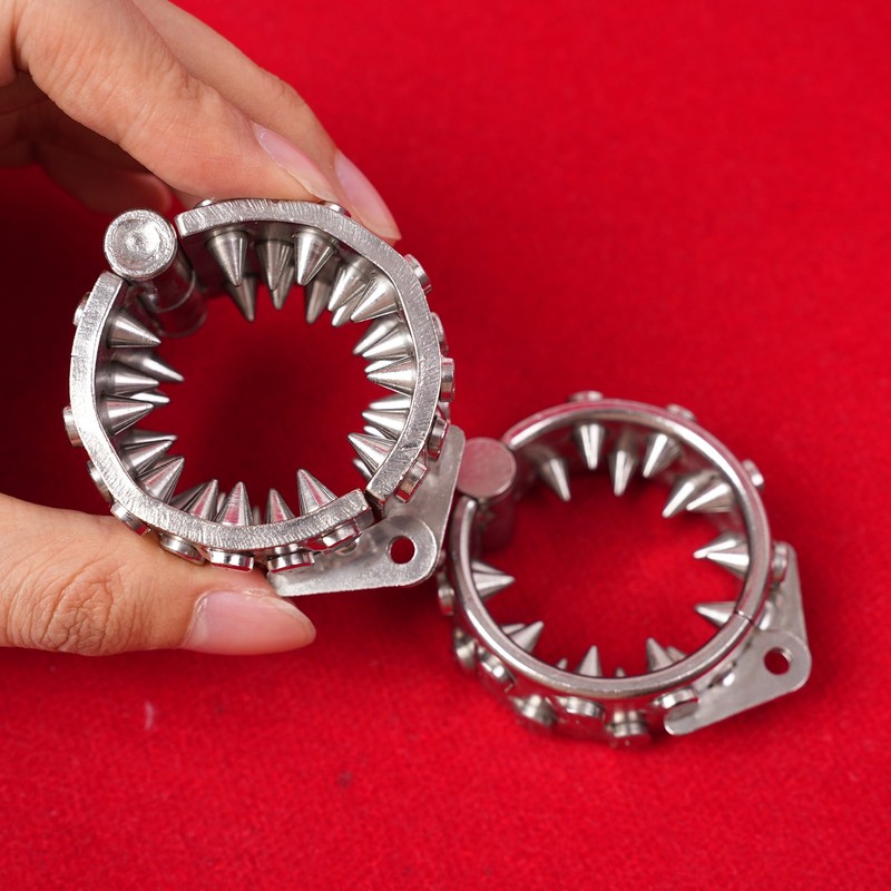 Metal Steel CBT Ball Stretcher Spike Ring with Lock Scrotum Squeeze Delay Aid gallery