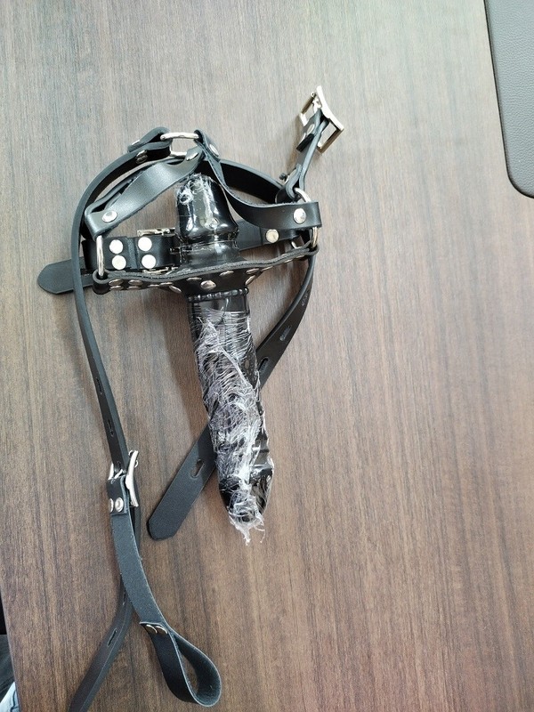 Bondage Head Harness with Double-Ended Dildo Oral Plug Open Mouth Gag Sex Toys gallery