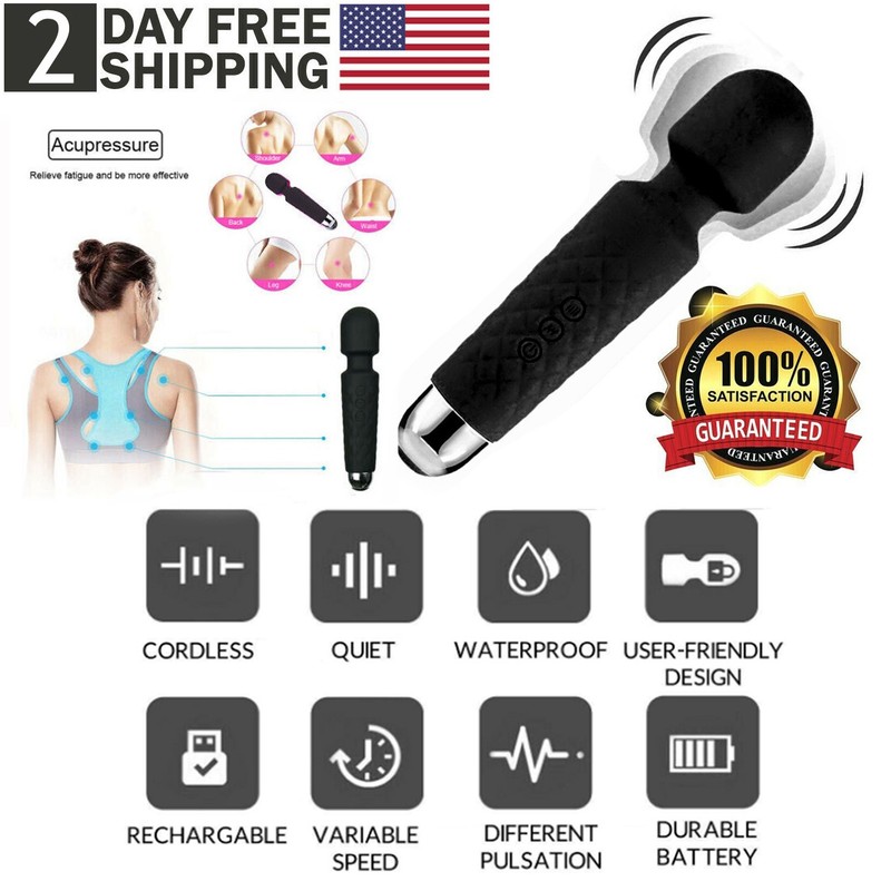 20 Speed Full Body Personal Massager Wand Handheld Vibrator USB Rechargeable