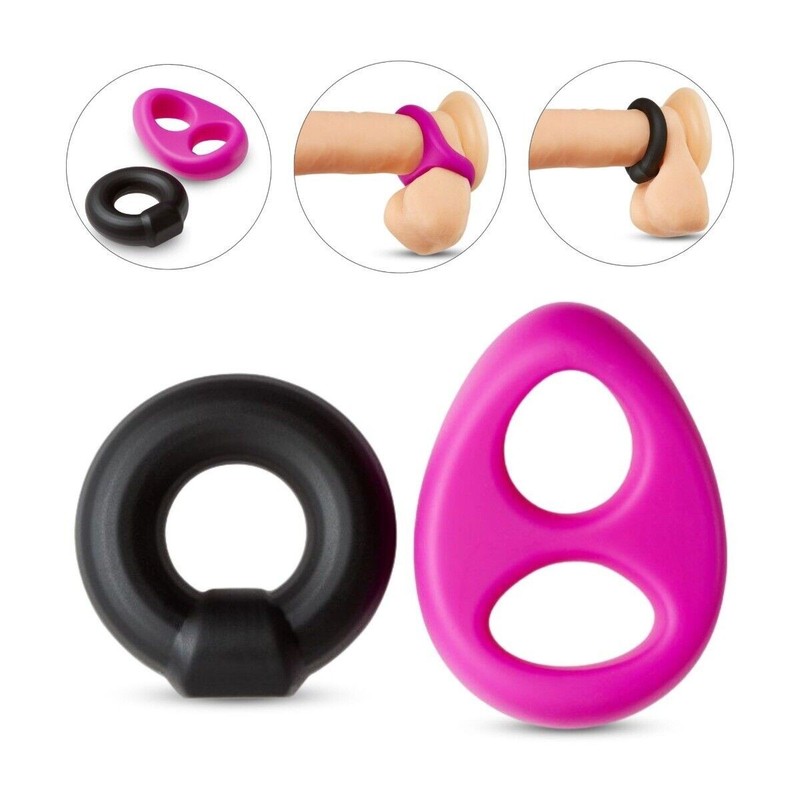 2 Pro Sensual Silicone Thick Tear Drop Donut Penis Cock Ball Ring Male Enhancer