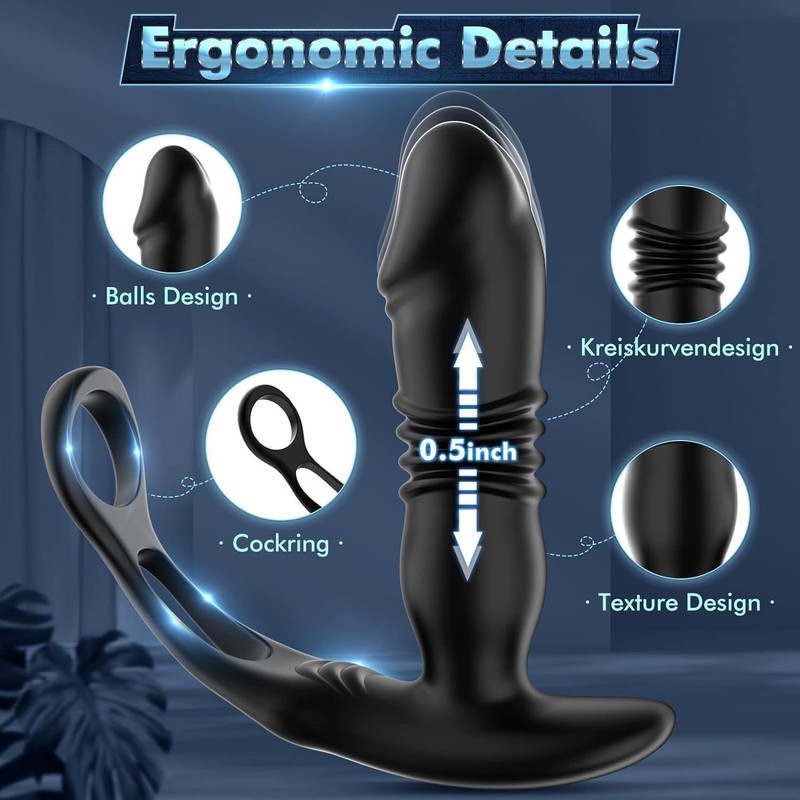 APP-controlled double-ring telescopic male electric massager adult sex product gallery