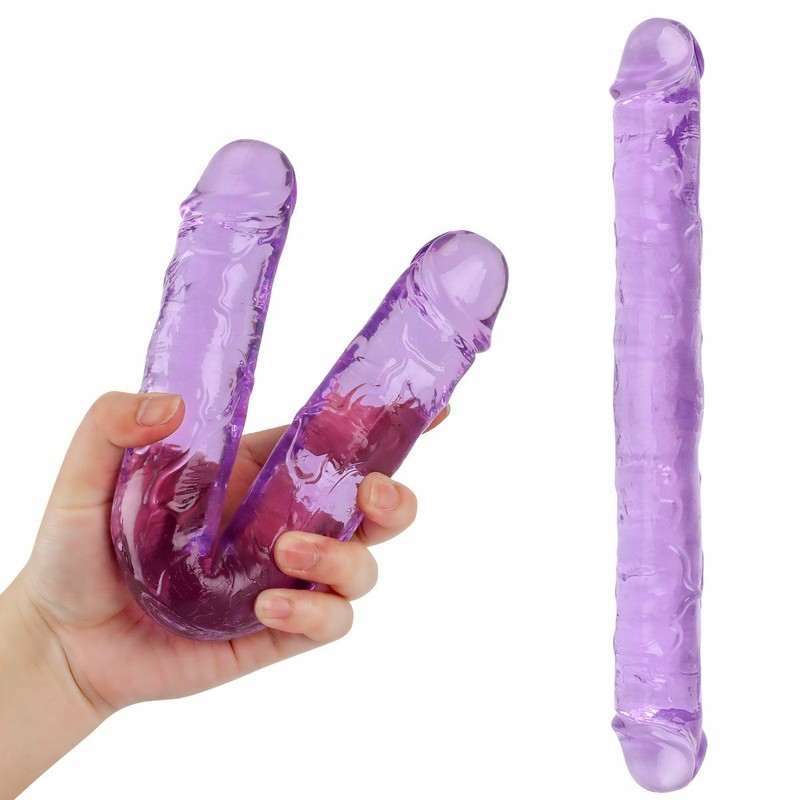 Double Ended Dildo Sex Toys Realistic Penis Anal Jelly Dong Plug Lesbian Women