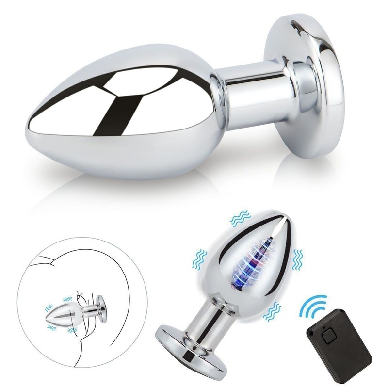 Wireless Remote Control Vibrating Metal Anal Butt Plug Beginner Anal Sex Toys