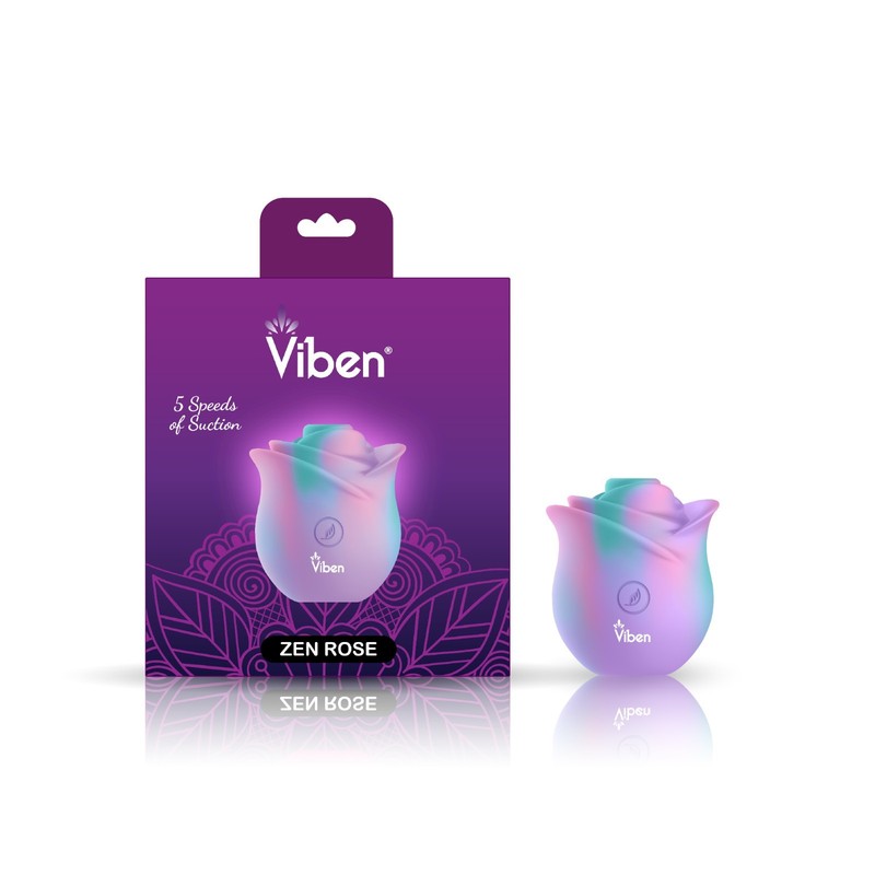 Rose Suction Stimulator 5 Speeds USB Rechargeable Silicone Viben Zen Splashproof