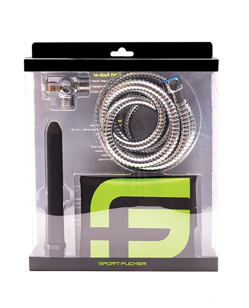 Anal Shower Kit XL With Silicone Nozzle Colon Cleaner Silver Sport Loveer Black