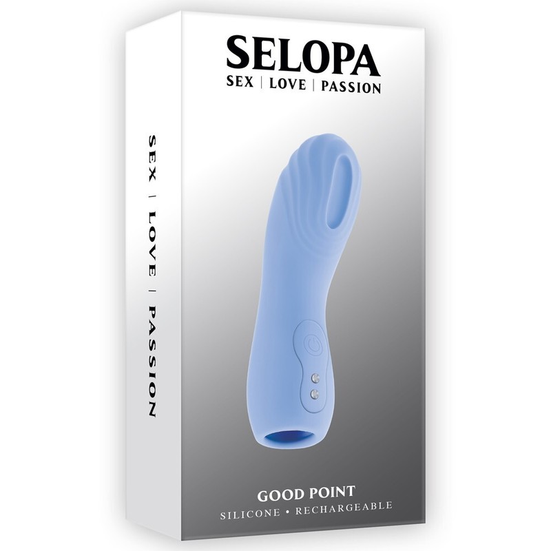 Selopa Good Point Vibe Blue – Silicone Finger Vibrator – Flexible Hollow Vibe
