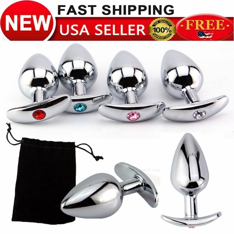 Woman Jewel Metal Anal Butt Plug Orgasm Stimulator Adult Sex Toy Beginner 3 Size