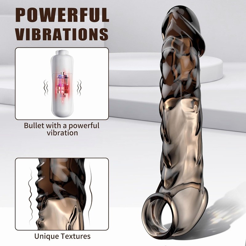 Vibrating Penis Sleeve Extender Cock Ring Vibrator Extension For Men Couple Toys gallery