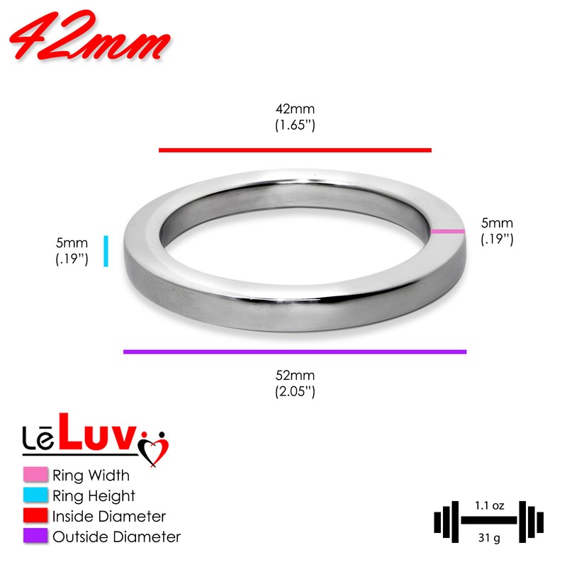 LeLuv Eyro Stainless Steel Glans/Cock Rings 5mm Width | Choose Diameter & Height gallery