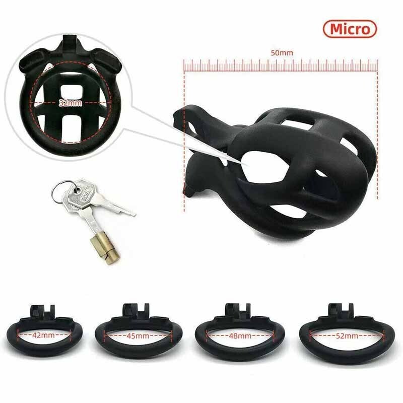 Male Cobra Chastity Device Cage with 4 Arc Rings Sleeve Bondage BDSM 5-Size Lock