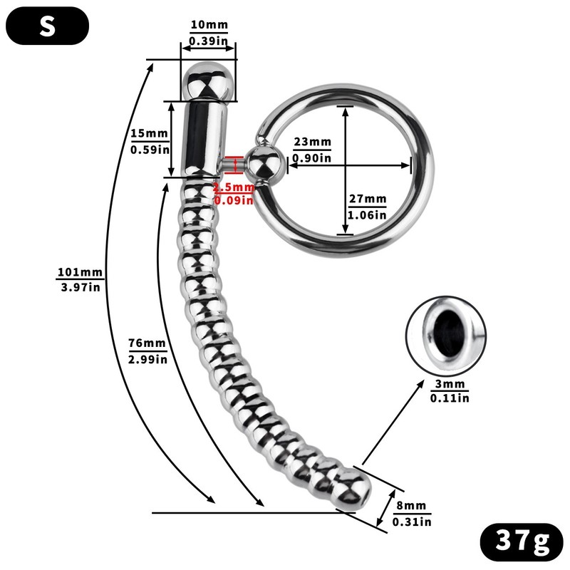 Male Stainless Steel Penis Plug Urethral Sounding Dilator Prince Albert Piercin