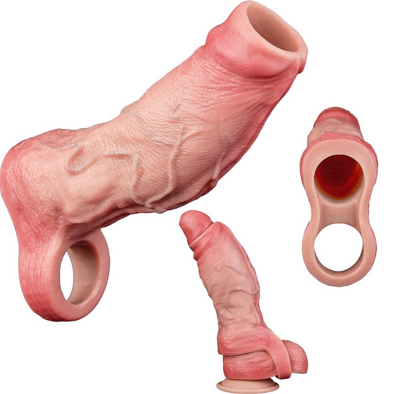 6.69&Prime; Open-ended Penis Sleeve Silicone Penis Enlarge Sheath Cock Sleeve For Men