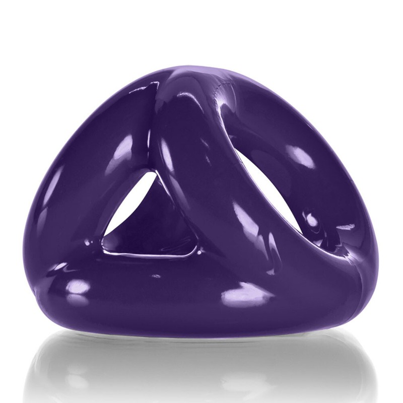Oxballs Tri-Sport 3-Ring Cocksling Atomic Jock Eggplant - Cock Ring Cock Cage