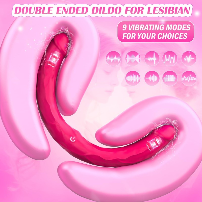 Double Dildo Vibrator Sex Toys Double Sided Long Dildo with Realistic Glans a... gallery