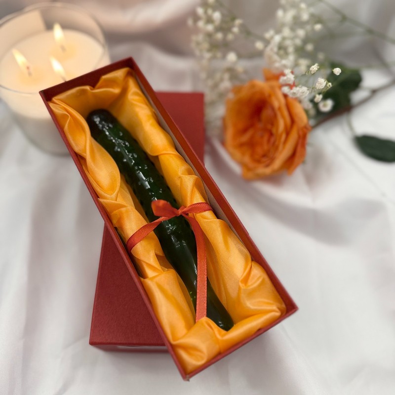 Glass Cucumber Dildo – Textured Hand-Blown Glass Massager