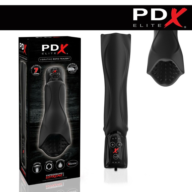 PDX Elite Vibrating Roto-Teazer Vibrating Rotating Masturbator for Glans/Penis