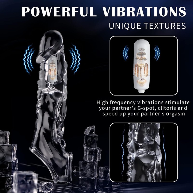 Vibrating Penis Extender Sleeve Enhancer Enlarger Girth Cockring Sex Toy for Men gallery