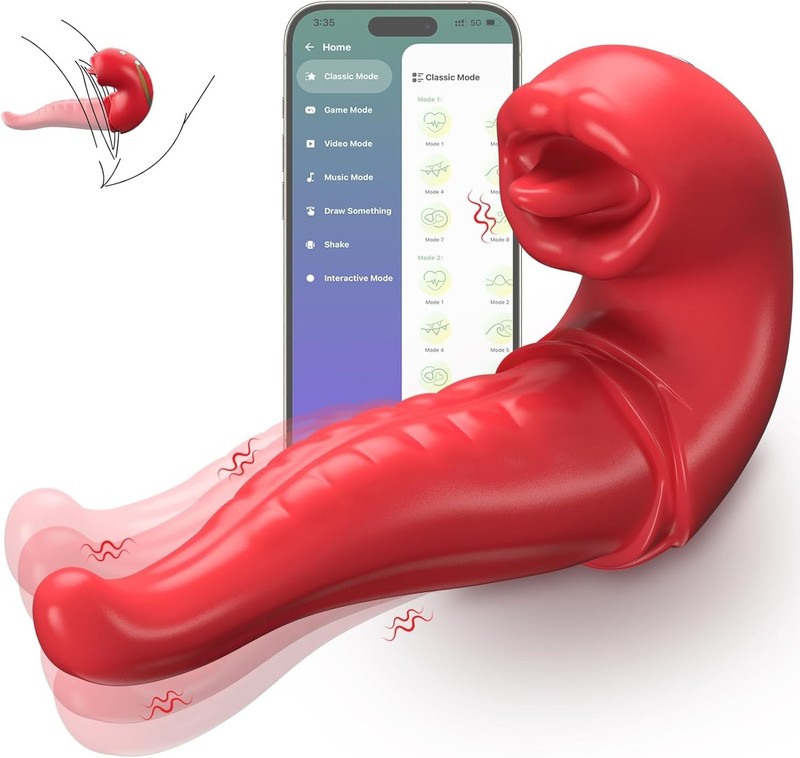 Licking Tongue Vibrator Sex Toy for Women App Control Thrusting Vibrator Dildo