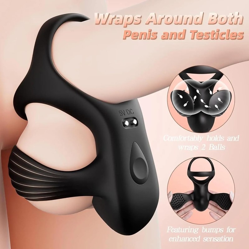 Vibrating Cock Ring Balls Massager Penis Vibrator with Remote Control for Couple