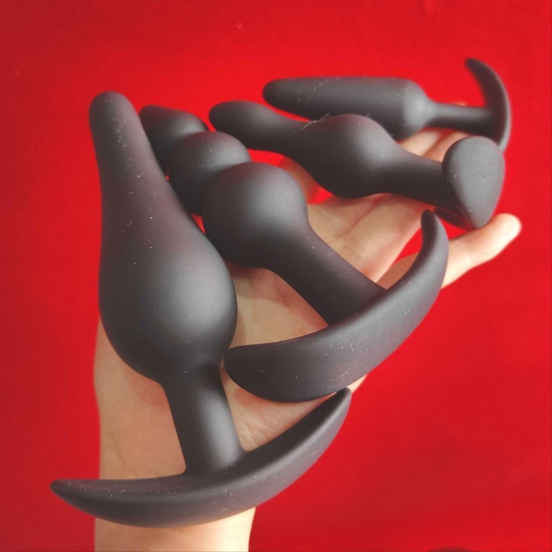 Sex Toy Silicone 4PCS Anal Butt Plug Set Flared Base Prostate Women Men Beginner