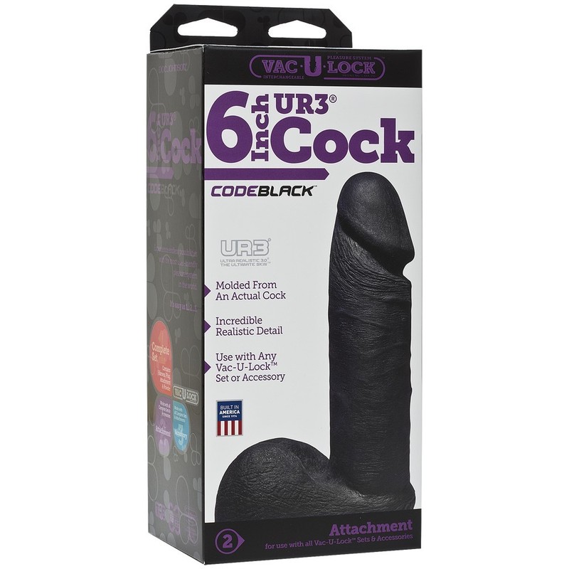 Dildo Vac-U-Lock 6&Prime; Cock Realistic Dong Sex Toy codeblack