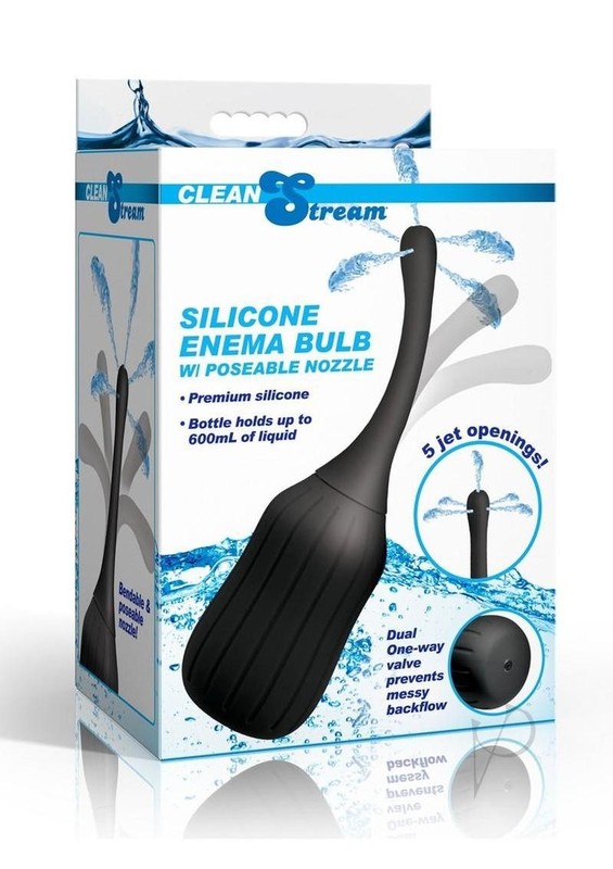 CleanStream Silicone Enema Bulb with Poseable Nozzle – Black