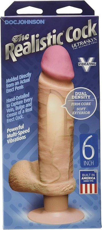 Doc Johnson- 6inch Realistic Cock w/ Balls (Vibrating)