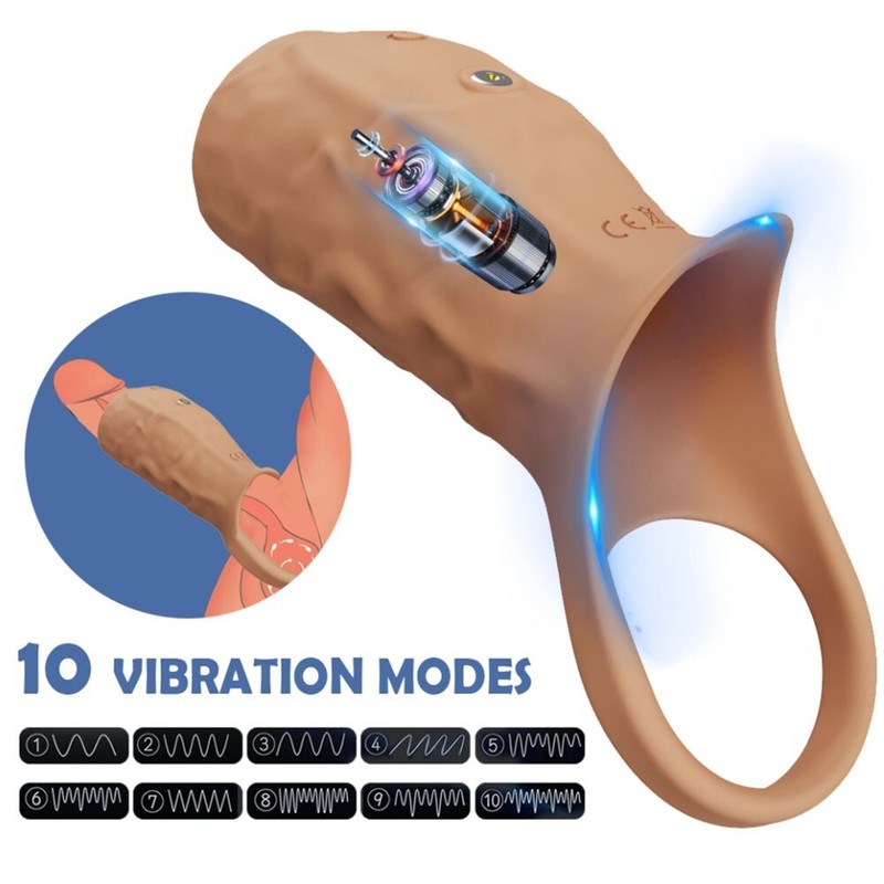 Vibrating Cock-Ring-Girth-Enlarger-Penis-Extender-Sheath-Sleeve-Men Sex Toys gallery