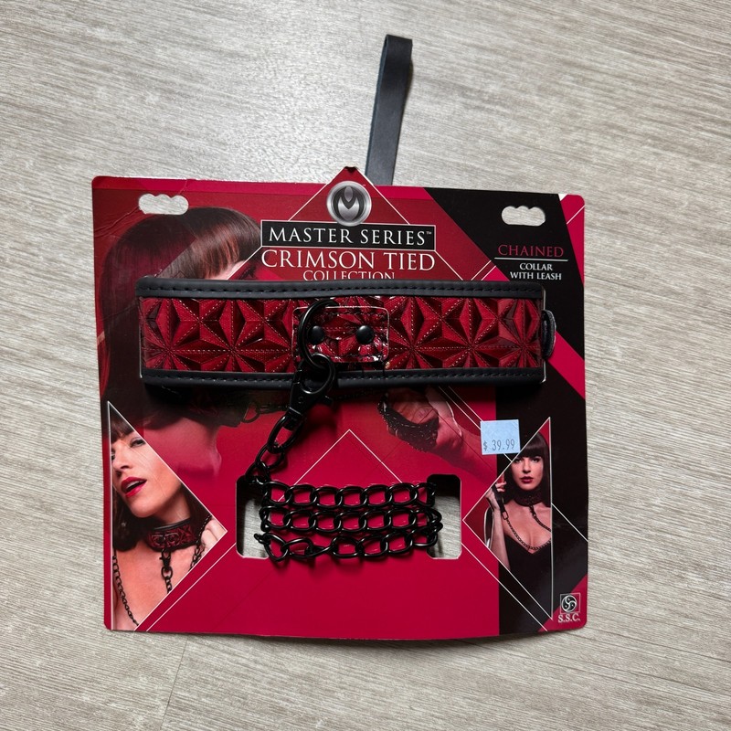 Crimson Tied Collar with Leash Dominatrix Dom Sub NEW Red
