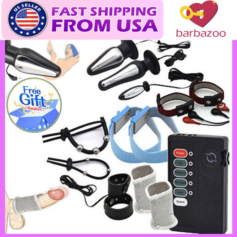 Electric E-Stim Vibrating Prostate Anal Butt Plug Penis-Cock Ring Shock Sex-Toys